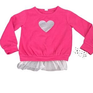 Harper Canyon Girls Pink Fleece Tulle Glitter Heart Sweatshirt 3 NWT